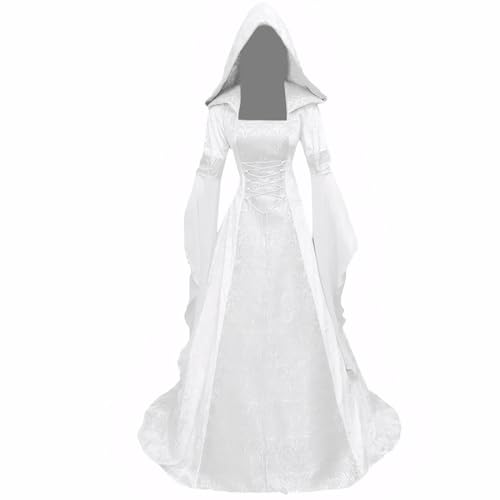 CNAFGBGG 1pc mittelalterliches Kleid für Frauen, langes Vintage -Kapuzen -Weiß -Renaissance -Kleid für Party Cosplay -Kostüm, S. CNAFGBGG 1pc mittelalterliches Kleid für Frauen, langes Vintage -Kapuzen -Weiß -Renaissance -Kleid für Party Cosplay -Kostüm, S. von CNAFGBGG
