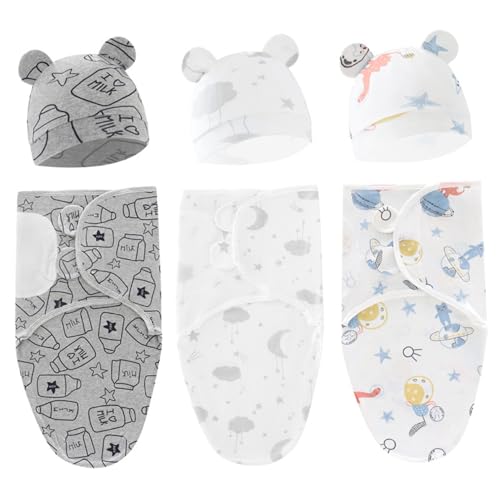 CNAFGBGG 3 Sets Baby Swaddle Sleep Sack mit Hat Set Swaddles für Neugeborene Neugeborene Swaddle Weiche Baby-Swadding-Decken süße Wickeldecke für 0-3 Monate. CNAFGBGG 3 Sets Baby Swaddle Sleep Sack mit Hat Set Swaddles für Neugeborene Neugeborene Swaddle Weiche Baby-Swadding-Decken süße Wickeldecke für 0-3 Monate. von CNAFGBGG