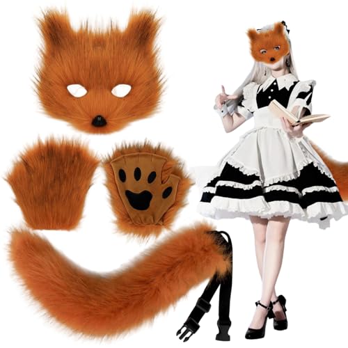 CNAFGBGG 3PCS/Set Pelzy Costum, braune pelzige Fuchsmaske, einstellbare Therian -Schwanz und Flauschige Pfotenhandschuhe für die Halloween -Party. CNAFGBGG 3PCS/Set Pelzy Costum, braune pelzige Fuchsmaske, einstellbare Therian -Schwanz und Flauschige Pfotenhandschuhe für die Halloween -Party. von CNAFGBGG