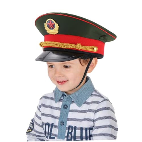 CNAFGBGG Army Cap for Kids Short Bim Cadet Mütze mit Kinngurt Kadettenhut mit Abzeichen dekorativ für Bühne, Cosplay, Halloween.. von CNAFGBGG