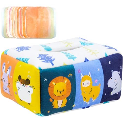 CNAFGBGG Baby Tissue Box Spielzeug für Babys 6-12 Monate Bildungsssensorische Spielzeuge für Babys mit 20-pcs-Seidenschals Weichgewebe-Box Spielzeug für Kleinkinder, Baby-Jungen-Mädchen Geschenke. von CNAFGBGG