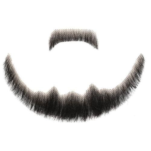 CNAFGBGG Falsches Bart für Männer, menschliches Haar realistischer Bart, unsichtbarer falscher Schnurrbart, Schwarze Kostümspitze für Halloween Cosplay Kostümparty CNAFGBGG Falsches Bart für Männer, menschliches Haar realistischer Bart, unsichtbarer falscher Schnurrbart, Schwarze Kostümspitze für Halloween Cosplay Kostümparty von CNAFGBGG