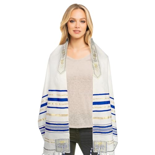 CNAFGBGG Gebets Schal Messianische Tallit Gebetschals für Frauen Männer 71x20 Stoff mit passender Tasche Polyester -Schal mit Hexagrammdruck & Quasten für Hanukka. CNAFGBGG Gebets Schal Messianische Tallit Gebetschals für Frauen Männer 71x20 Stoff mit passender Tasche Polyester -Schal mit Hexagrammdruck & Quasten für Hanukka. von CNAFGBGG