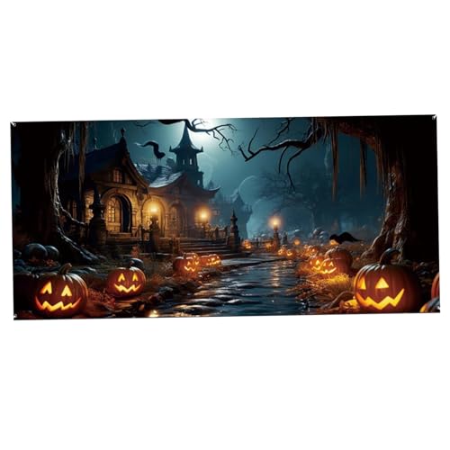 CNAFGBGG Halloween Garage Door Banner 16x7 ft gruseliges Schloss Friedhof Halloween Garagentor -Abdeckung Verblassende hängende Kulisse mit Dekorationen der Grommet .. CNAFGBGG Halloween Garage Door Banner 16x7 ft gruseliges Schloss Friedhof Halloween Garagentor -Abdeckung Verblassende hängende Kulisse mit Dekorationen der Grommet .. von CNAFGBGG