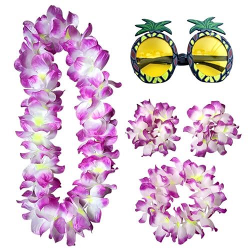 CNAFGBGG Hawaiianische Accessoires, Blume Lei mit Ananasgläser, Luau -Party -Dekorationen für Sommerferien, Strand, Poolparty, lila. CNAFGBGG Hawaiianische Accessoires, Blume Lei mit Ananasgläser, Luau -Party -Dekorationen für Sommerferien, Strand, Poolparty, lila. von CNAFGBGG