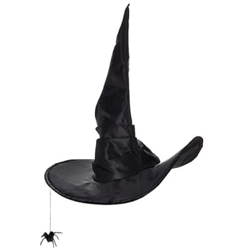 CNAFGBGG Hexenhut für Frauen, gemütlicher, rauchiger Zaubererhut mit Spinnendekor, faltbares breites Krempe, die magische Schwarze Hexe verrückt nach Kostümen, Cosplay, Halloween -Party, schwarz. CNAFGBGG Hexenhut für Frauen, gemütlicher, rauchiger Zaubererhut mit Spinnendekor, faltbares breites Krempe, die magische Schwarze Hexe verrückt nach Kostümen, Cosplay, Halloween -Party, schwarz. von CNAFGBGG