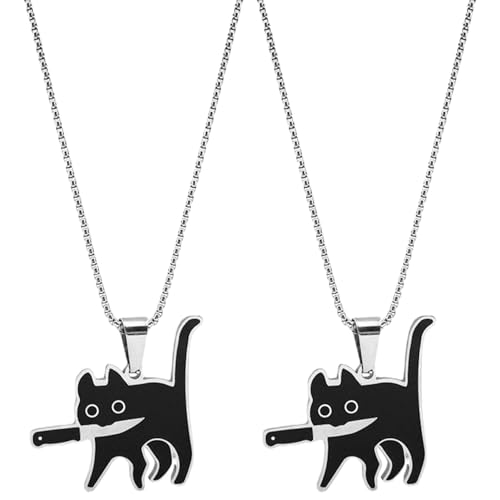 CNAFGBGG Katzen Halskette 2pcs 23, 62 Zoll Edelstahl Katzenmesser Halskette Vintage Netter Anhänger kreativer Messerschmuck für Frauen und Männer. CNAFGBGG Katzen Halskette 2pcs 23, 62 Zoll Edelstahl Katzenmesser Halskette Vintage Netter Anhänger kreativer Messerschmuck für Frauen und Männer. von CNAFGBGG