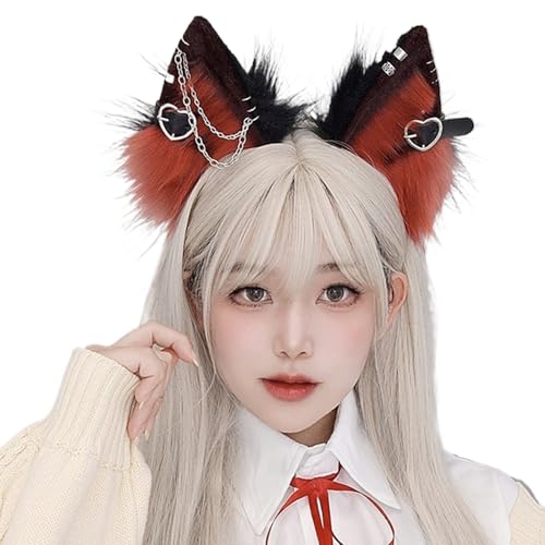 CNAFGBGG Katzenohren Stirnband, 1PCS Pelzige Ohren Kopfbedeckung mit Metallherz und Kettendekor, Gothic Punk Therian, Tierhaarband für Cosplay -Kostüm, Schwarz und Wein Rot .. CNAFGBGG Katzenohren Stirnband, 1PCS Pelzige Ohren Kopfbedeckung mit Metallherz und Kettendekor, Gothic Punk Therian, Tierhaarband für Cosplay -Kostüm, Schwarz und Wein Rot .. von CNAFGBGG
