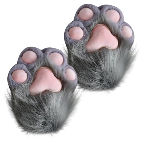 CNAFGBGG Katzenpfotenhandschuhe 1 Paar Plüsch pelzige Pfoten Fäustlinge Therian Handschuhe für Cosplay- und Anime-Kongresszubehör, Grau. CNAFGBGG Katzenpfotenhandschuhe 1 Paar Plüsch pelzige Pfoten Fäustlinge Therian Handschuhe für Cosplay- und Anime-Kongresszubehör, Grau. von CNAFGBGG