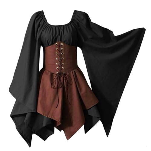 CNAFGBGG Renaissance -Kleid, unregelmäßige Renaissance -Korsettkleid, Retro Gothic Elf mit Flare -Ärmel und quadratischem Hals, mittelalterlich für Frauen Halloween Cosplay, S. CNAFGBGG Renaissance -Kleid, unregelmäßige Renaissance -Korsettkleid, Retro Gothic Elf mit Flare -Ärmel und quadratischem Hals, mittelalterlich für Frauen Halloween Cosplay, S. von CNAFGBGG