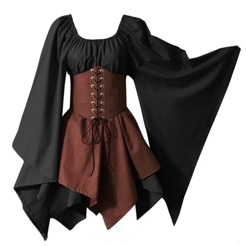 CNAFGBGG Renaissance -Kleid, unregelmäßige Renaissance -Korsettkleid, Retro Gothic Elf mit Flare -Ärmel und quadratischem Hals, mittelalterlich für Frauen Halloween Cosplay, m. CNAFGBGG Renaissance -Kleid, unregelmäßige Renaissance -Korsettkleid, Retro Gothic Elf mit Flare -Ärmel und quadratischem Hals, mittelalterlich für Frauen Halloween Cosplay, m. von CNAFGBGG