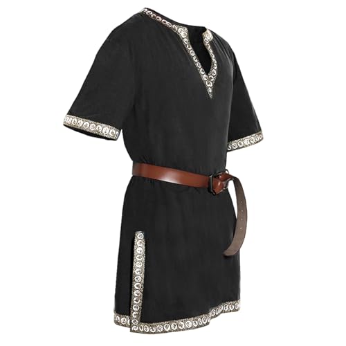CNAFGBGG Renaissance -Kostüm Männer, kurzärmelige mittelalterliche Tunika mit Druckgrenze, mittelalterliches Hemd mit Gürtel, Herren -Renaissance -Hemd für Kleiderpartys, L. CNAFGBGG Renaissance -Kostüm Männer, kurzärmelige mittelalterliche Tunika mit Druckgrenze, mittelalterliches Hemd mit Gürtel, Herren -Renaissance -Hemd für Kleiderpartys, L. von CNAFGBGG