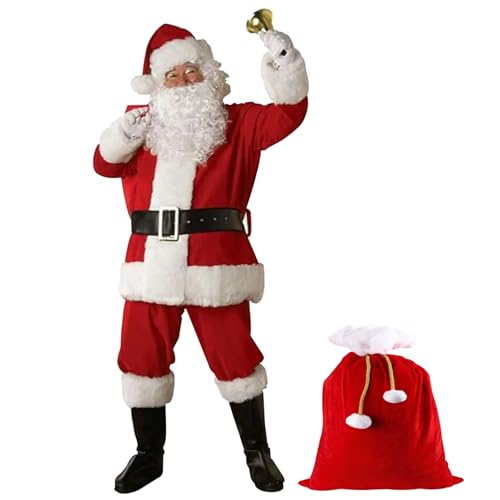 CNAFGBGG Santa Claus Kostüm 11pcs/Set Santa Anzug Santa Outfit für Männer Frauen Weihnachtskostüme einschließlich Jackenhosen Hut Perücke CNAFGBGG Santa Claus Kostüm 11pcs/Set Santa Anzug Santa Outfit für Männer Frauen Weihnachtskostüme einschließlich Jackenhosen Hut Perücke von CNAFGBGG