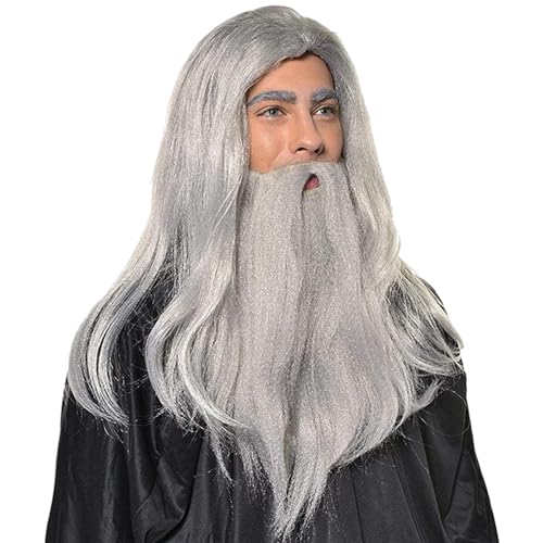 CNAFGBGG Zauberer Bart und Perücke 1Set Langer Grauer Magier Zauberer Kostüm Heatbeständiges Faserkostüm Perücke Santa Halloween Kostüme Cosplay Accessoire für Erwachsene .. CNAFGBGG Zauberer Bart und Perücke 1Set Langer Grauer Magier Zauberer Kostüm Heatbeständiges Faserkostüm Perücke Santa Halloween Kostüme Cosplay Accessoire für Erwachsene .. von CNAFGBGG