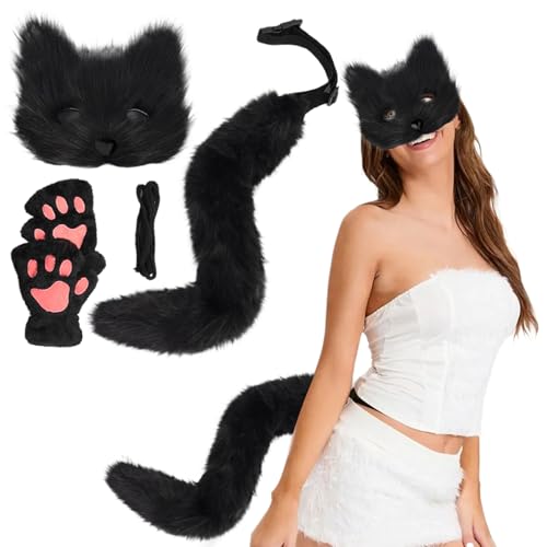 Fox Kostüm Set Halloween pelzige Therian Maske und Schwanz & Pfoten Handschuhe Plüsch flauschige Katze Wolf Pelry Kostüm mit Maske, Schwanz und Handschuhen für Cosplay -Party Halloween Masquerad Fox Kostüm Set Halloween pelzige Therian Maske und Schwanz & Pfoten Handschuhe Plüsch flauschige Katze Wolf Pelry Kostüm mit Maske, Schwanz und Handschuhen für Cosplay -Party Halloween Masquerad von CNAFGBGG