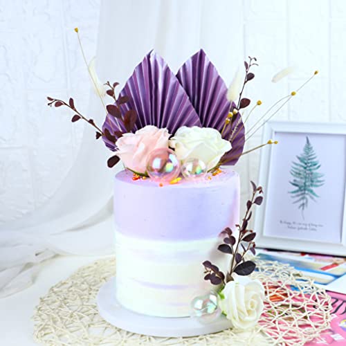 Palmblattkuchen Topper Papierpalmen Lüfter Cupcake Topper Einsatz für Geburtstag Hochzeitstorte Dekorationen 20 Stcs Gold Purple .. von CNAFGBGG