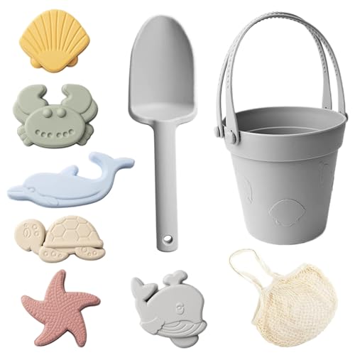 Sandspielzeug für Kinder, 8pcs Safe Silikonstrandspielzeug mit Schaufel, Eimer und Sandformen, wasserdicht Sandspielzeug für Kinder, 8pcs Safe Silikonstrandspielzeug mit Schaufel, Eimer und Sandformen, wasserdicht von CNAFGBGG