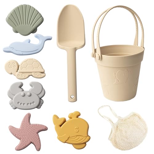 Sandspielzeug für Kinder, 8pcs Safe Silikonstrandspielzeug mit Schaufel, Eimer und Sandformen, wasserdicht Sandspielzeug für Kinder, 8pcs Safe Silikonstrandspielzeug mit Schaufel, Eimer und Sandformen, wasserdicht von CNAFGBGG