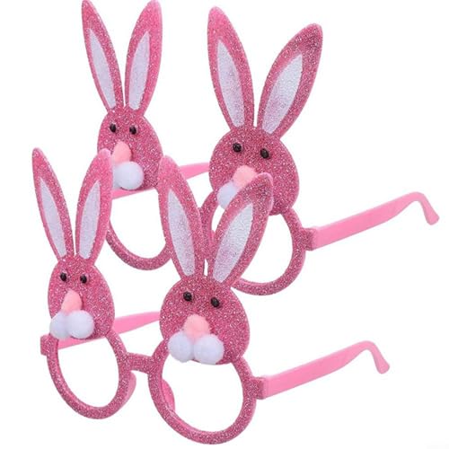CNANRNANC 4 Stück Kaninchen Sonnenbrillen für Osterparty, ausgefallene Dekorationen für Kinder und Erwachsene, Rosa Kunststoff Kostüm Zubehör von CNANRNANC