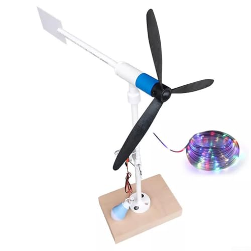 CNANRNANC Windturbinen-Generator-Modellbausatz mit LED-Nachtlichtstreifen – DIY Wissenschaft Experiment Lernspielzeug für Garten Hof Zaun Dekoration von CNANRNANC