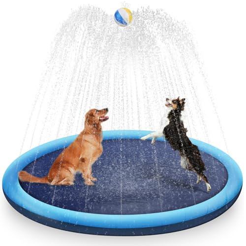 CNMTCCO Hundepool 100cm,Faltbarer Splash Sprinkler Pad,Planschbecken für Hunde,aufblasbarer Verdickt Wasserspielmatte,für Sommer Garten Strand & Pool Hinterhof Hundesprinkler Wasserspielzeug CNMTCCO Hundepool 100cm,Faltbarer Splash Sprinkler Pad,Planschbecken für Hunde,aufblasbarer Verdickt Wasserspielmatte,für Sommer Garten Strand & Pool Hinterhof Hundesprinkler Wasserspielzeug von CNMTCCO