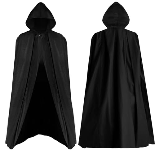 CNMTCCO Schwarzer Umhang, Umhang mit Kapuze Erwachsene,Halloweenkostüm für Erwachsene, Umhang für Damen und Herren, Mantel für Halloween, Weihnachten, Karnevalskostüm(150cm) CNMTCCO Schwarzer Umhang, Umhang mit Kapuze Erwachsene,Halloweenkostüm für Erwachsene, Umhang für Damen und Herren, Mantel für Halloween, Weihnachten, Karnevalskostüm(150cm) von CNMTCCO
