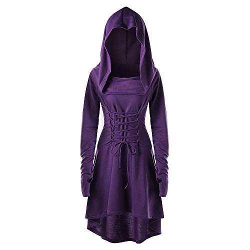 CNNBYYDS Gothic Kleid Damen Mittelalter Kleidung Damen Oversize Kapuzenkleid mit Schnürung Vintage Halloween Kostüm Renaissance Kleider mit Kapuze Cosplay für Halloween Karneval Party CNNBYYDS Gothic Kleid Damen Mittelalter Kleidung Damen Oversize Kapuzenkleid mit Schnürung Vintage Halloween Kostüm Renaissance Kleider mit Kapuze Cosplay für Halloween Karneval Party von CNNBYYDS