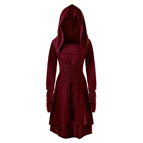 CNNBYYDS Gothic Kleid Damen Mittelalter Kleidung Damen Oversize Kapuzenkleid mit Schnürung Vintage Halloween Kostüm Renaissance Kleider mit Kapuze Cosplay für Halloween Karneval Party CNNBYYDS Gothic Kleid Damen Mittelalter Kleidung Damen Oversize Kapuzenkleid mit Schnürung Vintage Halloween Kostüm Renaissance Kleider mit Kapuze Cosplay für Halloween Karneval Party von CNNBYYDS