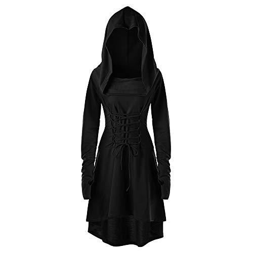 CNNBYYDS Gothic Kleid Damen Mittelalter Kleidung Damen Oversize Kapuzenkleid mit Schnürung Vintage Halloween Kostüm Renaissance Kleider mit Kapuze Cosplay für Halloween Karneval Party CNNBYYDS Gothic Kleid Damen Mittelalter Kleidung Damen Oversize Kapuzenkleid mit Schnürung Vintage Halloween Kostüm Renaissance Kleider mit Kapuze Cosplay für Halloween Karneval Party von CNNBYYDS