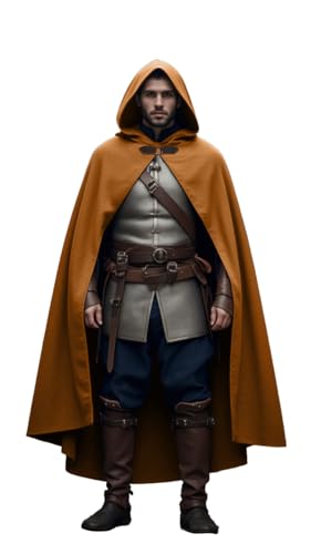 CNVAUIE Renaissance Kapuzenmantel Mittelalterliche Kostüme Herren Kapuzenmantel Hexenmantel Halloween Kostüme Kapuzenmantel (Braun) von CNVAUIE