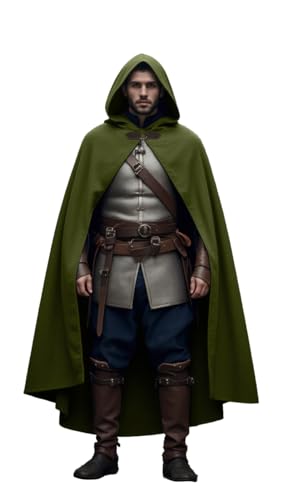 CNVAUIE Renaissance Kapuzenmantel Mittelalterliche Kostüme Herren Kapuzenmantel Hexenmantel Halloween Kostüme Kapuzenmantel (Grüner) von CNVAUIE
