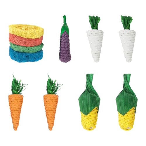 COACOM Hamster-Spielzeug-Set – Enthält 4 Natürliche Luffas, 2 Karotten, 2 Weiße Rettiche, 2 Mais, 1 Auberginen-Hamster-Kauspielzeug, Langlebig Und Sicher Zum Kauen COACOM Hamster-Spielzeug-Set – Enthält 4 Natürliche Luffas, 2 Karotten, 2 Weiße Rettiche, 2 Mais, 1 Auberginen-Hamster-Kauspielzeug, Langlebig Und Sicher Zum Kauen von COACOM