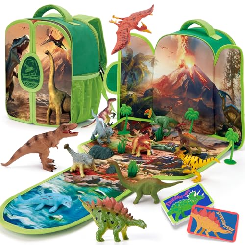 COCO&Friends Dinosaurier Spielzeug für Kinder 3 4 5 6 Jahre Junge, Geburtstagen Weihnachten Geschenk Spielzeug, 12 Dinosaurier Statuen und Lernkarten,Tragbarer Rucksack mit Faltbarer 3D-Spielmatte COCO&Friends Dinosaurier Spielzeug für Kinder 3 4 5 6 Jahre Junge, Geburtstagen Weihnachten Geschenk Spielzeug, 12 Dinosaurier Statuen und Lernkarten,Tragbarer Rucksack mit Faltbarer 3D-Spielmatte von COCO&Friends