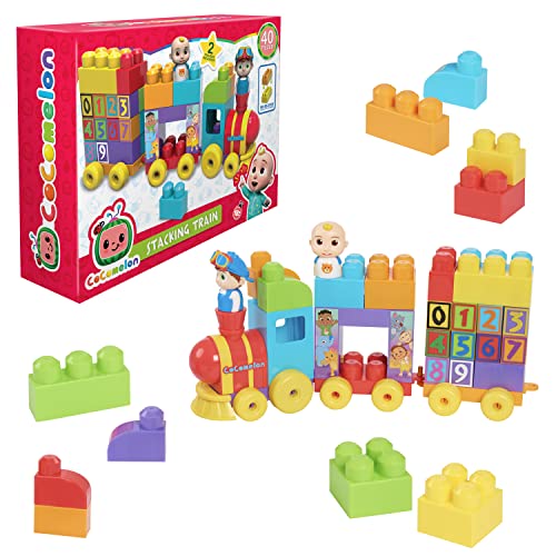 CoComelon, Giochi Presziosi, CCM07 Zug-Set mit 2 Figuren, 40 Teile, Ziegelbau, Spielzeug für Kinder ab 18 Monaten von CoComelon
