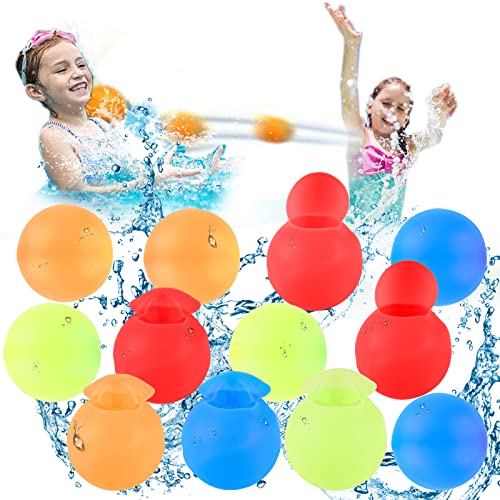 Wasserbomben Selbstschließend Wiederverwendbar,5 Sekunde Schnellfüller Wasserbomben Set, selbstschließend Silikon Wasserballons Splash Bälle für Kinder Sommer Draussen, Pool(12 Stück) von COEKI