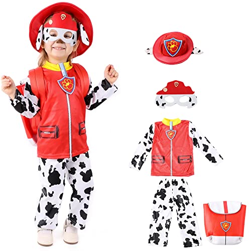 COGIO Kostüm Marshall PATROL, Feuerwehrmann, Outfit, Verkleidung, Kostüm + Rucksack + Hut + Maske, 4-6 Jahre von COGIO