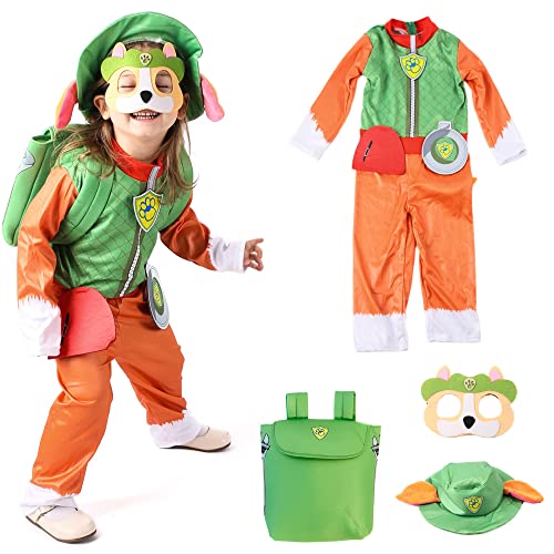 COGIO Kostüm Tracker Patrol, Dschungelhund, Verkleidung, Karneval, Halloween, Kostüm + Rucksack + Hut + Maske, 4-6 Jahre von COGIO