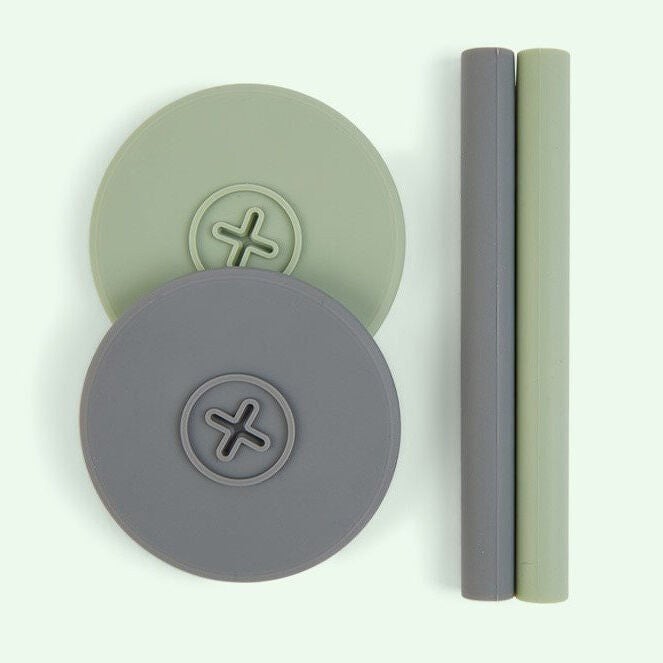 COGNIKIDS Sip Trinkhalm & Deckel 2er-Pack, Slate Grey/Sage Green COGNIKIDS Sip Trinkhalm & Deckel 2er-Pack, Slate Grey/Sage Green von COGNIKIDS