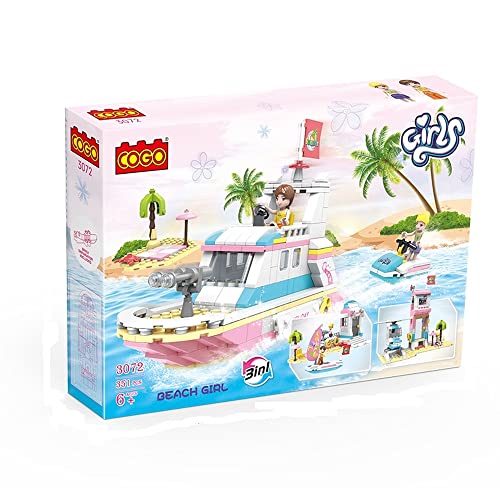 COGO COGO3072 Boot 351 Stück, Lernspielzeug, Friends Mädchen Spielzeug, Geschenk für Kinder, Kreuzfahrtschiff Bauspielzeug von COGO
