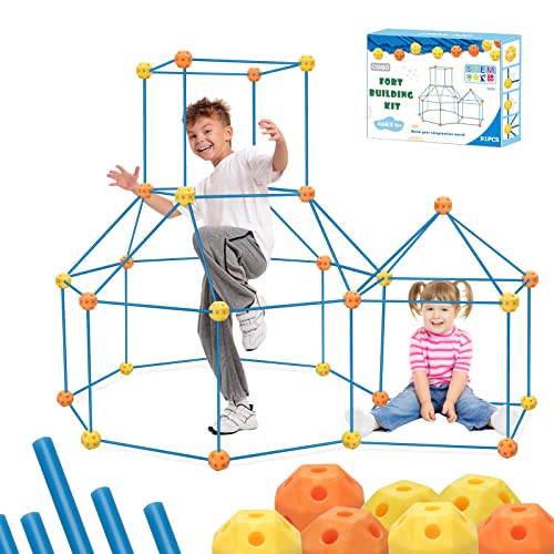 COGO Fort Bauspielzeug DIY Forts Höhle Kinder Spielzelt Festungen Höhle Bauen Kinder Spielhaus Indoor Outdoor Spielzeug Lernspielzeug für Jungen & Mädchen ab 5 Jahren 91 Teilig von COGO