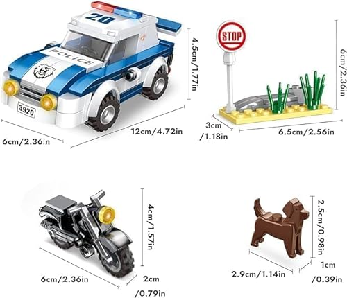 COGO Polizeiauto Bauspielzeug mit Motorrad und Polizeihund Polizei Spielzeug Polizei Verfolgungsjagd Spielset Geschenk für Kinder Jungen Mädchen ab 6 Jahre 185 Stück von COGO