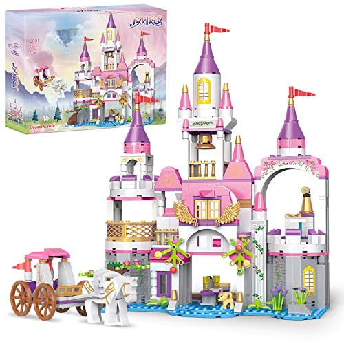COGO Friends Mädchen Schloss Bausteine Prinzessin Schloss Bauspielzeug Lernspielzeug Geschenke für Kinder Mädchen und Jungen ab 6 Jahre 516 Stück von COGO
