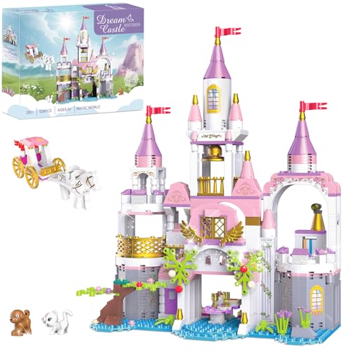 COGO Friends Mädchen Schloss Bausteine Prinzessin Schloss Bauspielzeug Lernspielzeug Geschenke für Kinder Mädchen und Jungen ab 6 Jahre 516 Stück von COGO