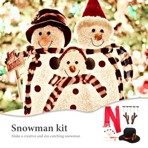 COHEALI 16-teiliges Schneemann-dekorationsset, Hut, Schal, Augen, Mund, Knopf, Nase, Zubehör, Silber, Holz Und Stoff, 11.02 X 6.49 X 0.19 Zoll, für Kinder im Freien von COHEALI
