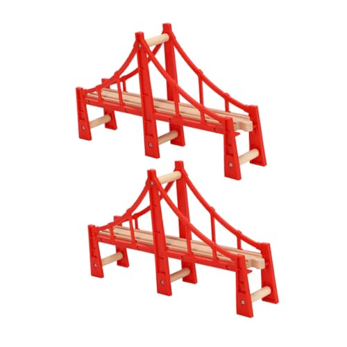 COHEALI 2St Spur Spielzeug Verbindung Kinderzugbrücke Kinderspielzeug Spielzeuge Modelle Spielzeug für Tischaktivitäten Zubehör für den Bahnausbau hölzern Hängebrücke rote Brücke Plastik von COHEALI