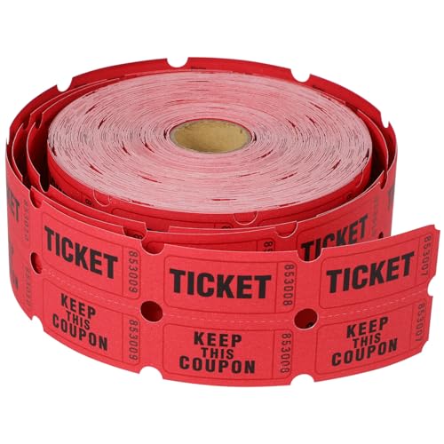 COHEALI 3 Rollen Lotterieschein jetons rote Lotterielose in großen Mengen Schüttgut Etiketten Kinokarten Karten für Konzert Flugblatt Eintrittskarten Coupon beschichtetes Papier von COHEALI