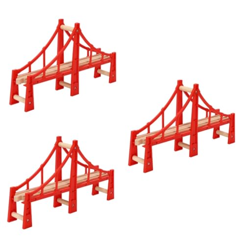 COHEALI 3st Spur Spielzeug Eisenbahnbrücke Gleisbrücke Erhöhte Holzbrücke Modell Hölzern Plastik von COHEALI