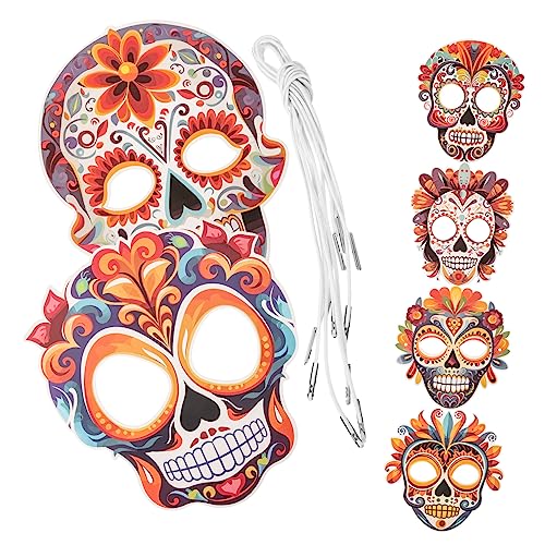 COHEALI 6er Set Tag der Toten-Masken - Mexikanische Halloween-Masken mit Totenkopf-Design - Unisex-Kinder - Festivität-Enthusiasten, Kostümträger COHEALI 6er Set Tag der Toten-Masken - Mexikanische Halloween-Masken mit Totenkopf-Design - Unisex-Kinder - Festivität-Enthusiasten, Kostümträger von COHEALI