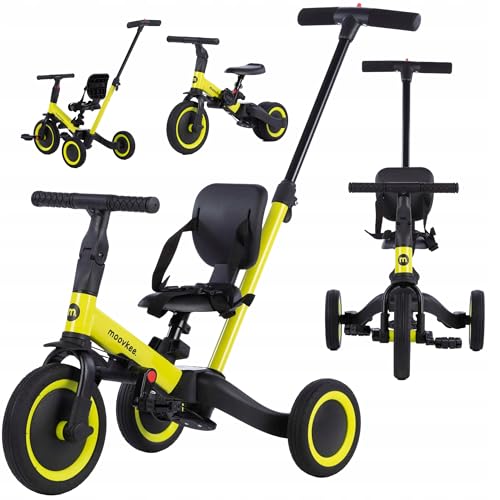 COIL Dreirad Lauflernrad, Kinderlaufrad, Dreirad/Laufrad, Balance Bike, 6in1, Sattel aus Ökoleder, ab 12 Monaten, Gummiräder, Höhenverstellung (Grün) von COIL
