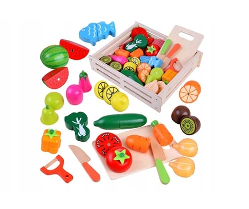 COIL Holzspielzeug für die Küche für Kinder, Obst und Gemüse aus Holz, Küchenzubehör für Kinder, Holz mit Magnet, Küchenspielzeug, Lernspielzeug, Geschenk für Kinder von COIL
